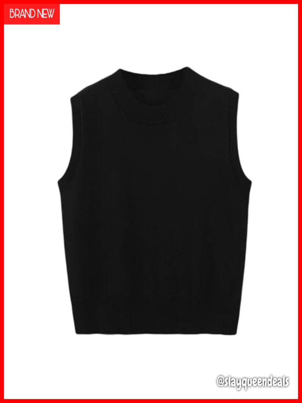 Women's Knitted Sweater Vest Crew Neck Sleeveless Pullover Tank Top